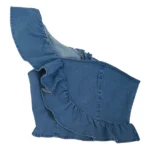 BLUSA DE DENIN DE UN HOMBRO CON FARALADO