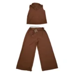 CONJUNTO DE 2 PIEZAS, SIN MANGA CON ESCOTE EN V Y CUELLO DE CAMISA, CINTURON DECORATIVO