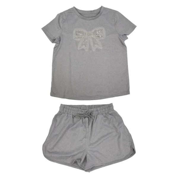 CONJUNTO DE CAMISETA Y SHORT CON LAZO BORDADO