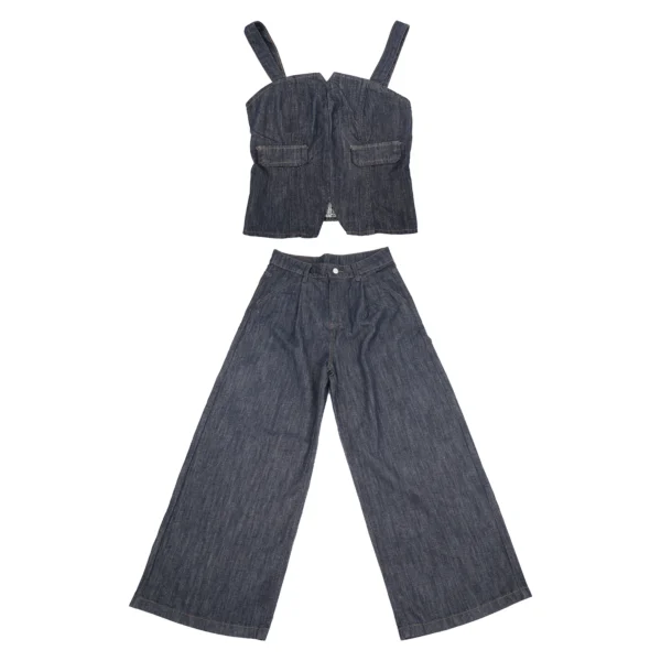 CONJUNTO DE DENIN TOP CON TIRANTES Y PANTALON
