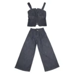 CONJUNTO DE DENIN TOP CON TIRANTES Y PANTALON