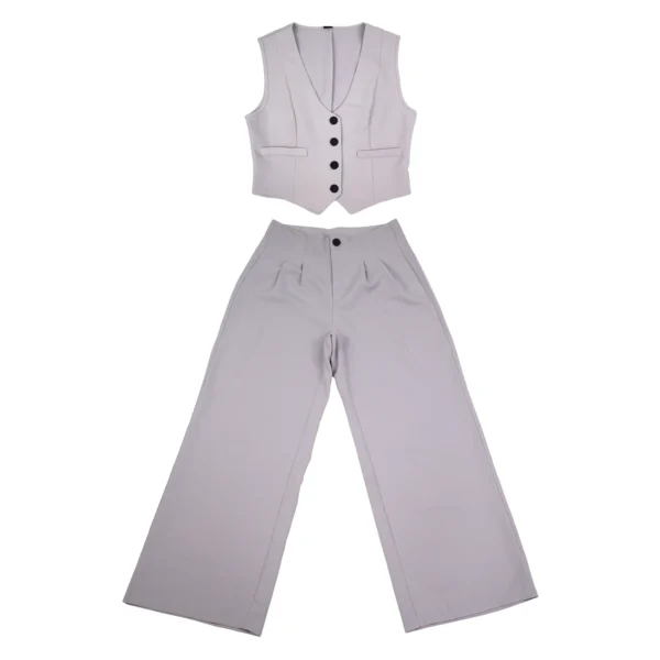 CONJUNTO DE DOS PIEZAS DE CHALEGO GRIS