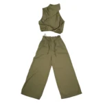 CONJUNTO DE TOP SIN MANGAS DE CUELLO ALTO Y PANTALON ANCHO
