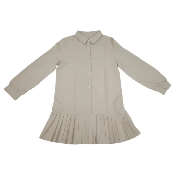 VESTIDO CAMISERO DE MUJER CON CUELLO Y FALDA PLISADA